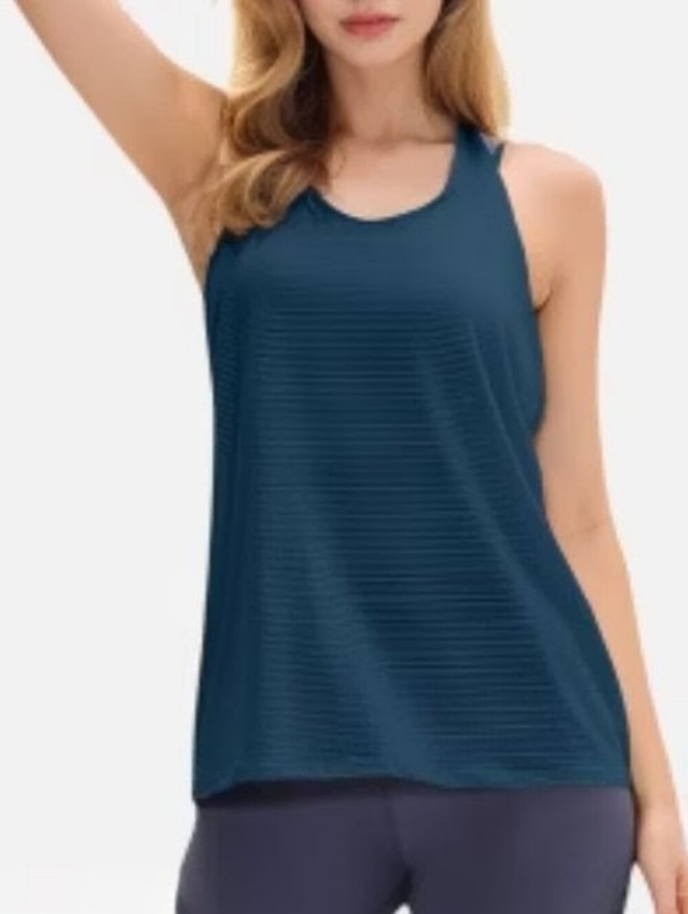Sporty Lightweight 2- Toned Navy Blue Racerback Tank Top Women's